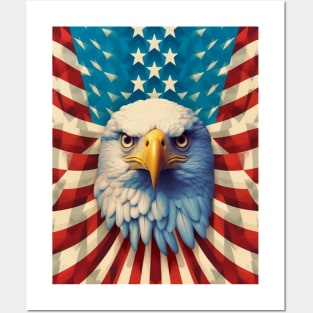 USA America Fourth of July Op Art Bald Eagle July 4th Posters and Art